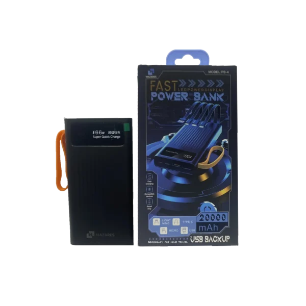 پاوربانک مزارس مدل PB-4ظرفیت 20000 میلی‌آمپر